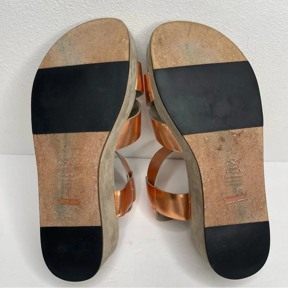 Kennel & Schmenger Rose Gold/Cooper Metallic Platform Sandal Size 8 Designer Y2K
